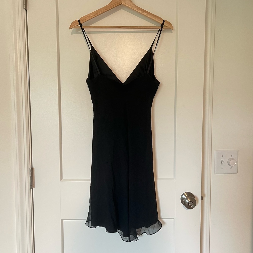 Classic Little Black Dress Y2K 90s Sheer V-neck Spaghetti Strap Dress 🖤